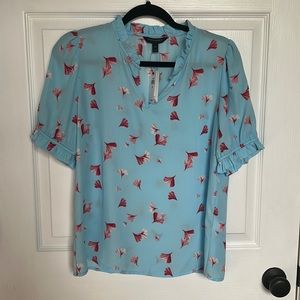 NWT Blue & Pink Floral Blouse Banana Republic Size Medium